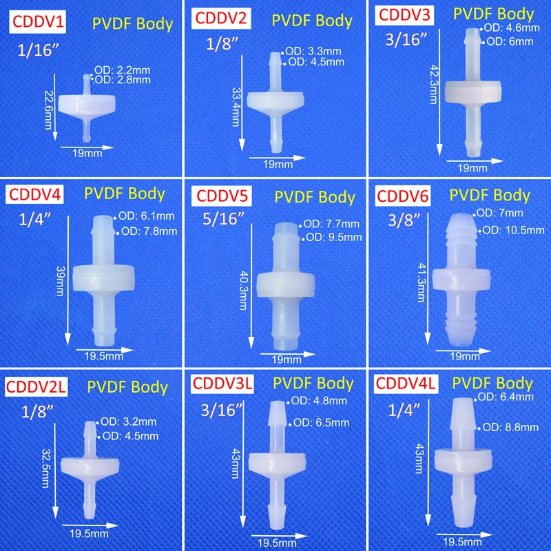 Válvula de retenção para a bomba do aquário do ozônio da água do ar, impedir o refluxo, anti-retorno, 1 maneira, 4mm, 6mm, 8mm, 10mm