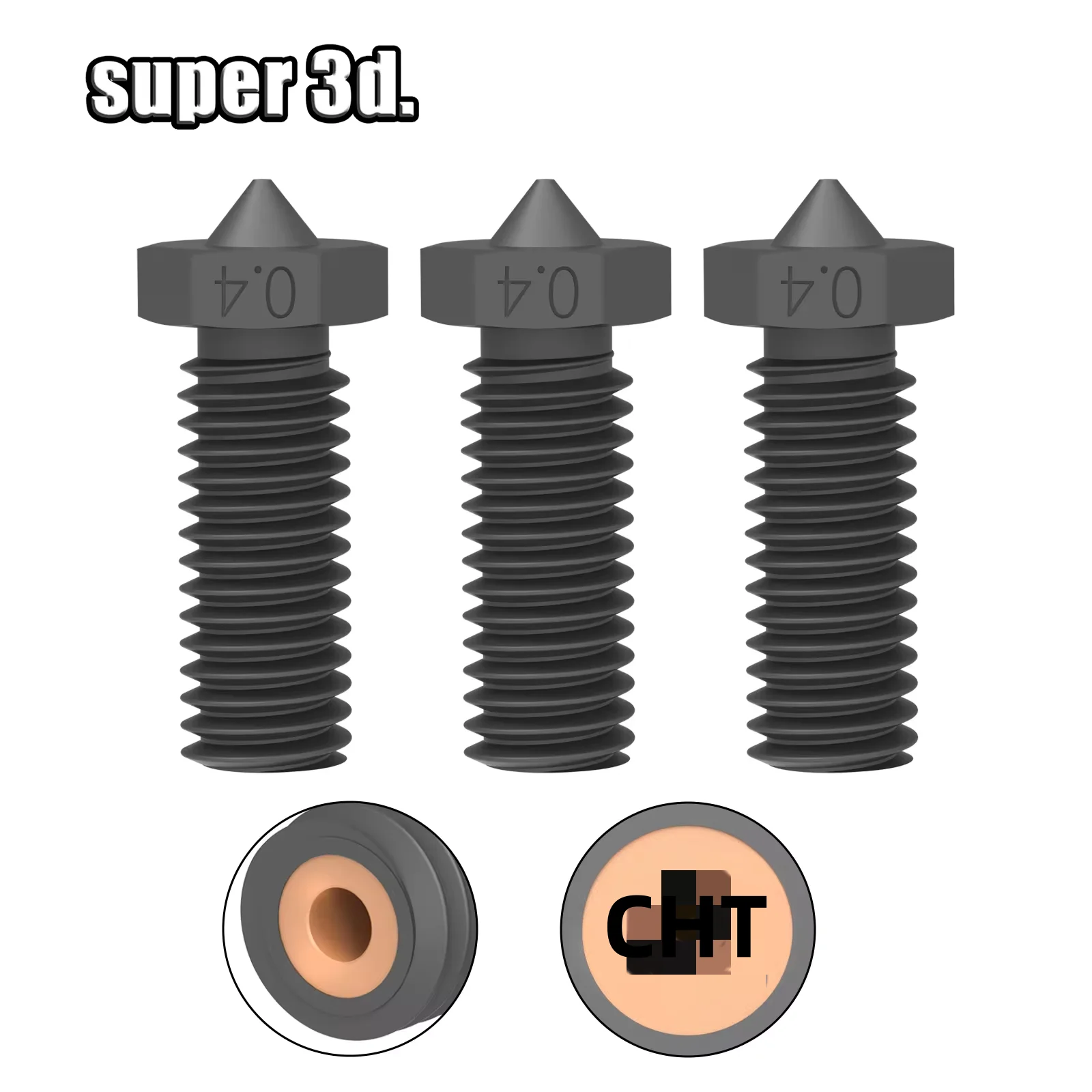 Boquilla de acero endurecido para impresora 3D, boquillas de alto flujo para Ender 3, Artillery Vyper Hotend, 500 °