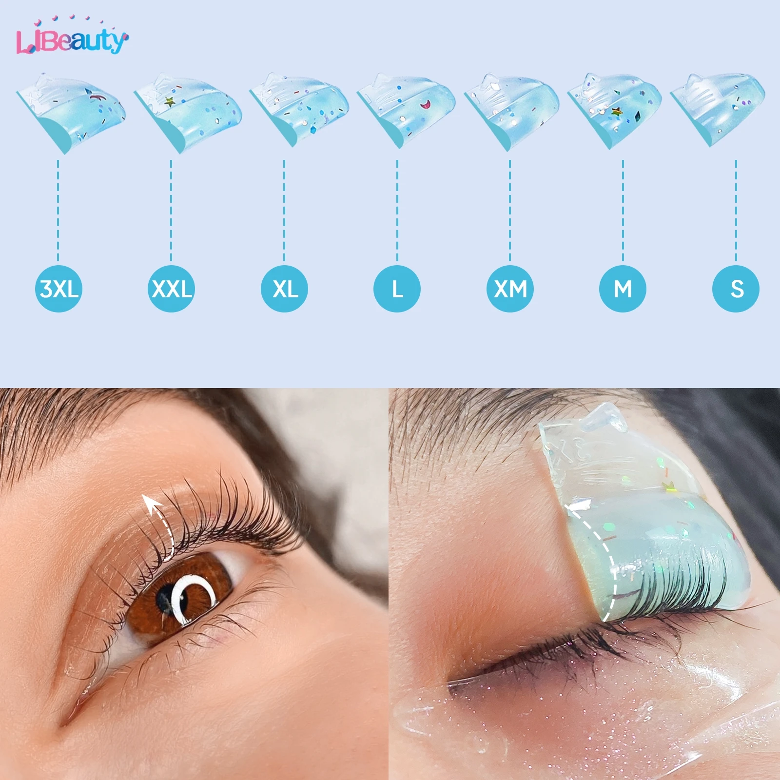 Libeauty 7 Pairs Reusable Silicone Eyelash Perm Rod Sticky Lash Lift Pads 3D Eyelashes Extension Curler Accessories Makeup Tools