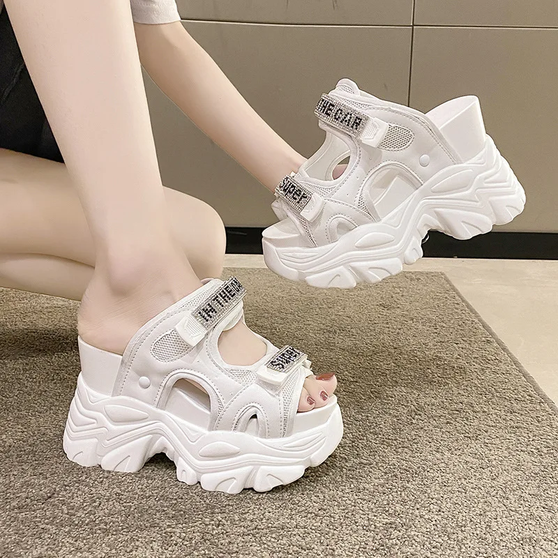 

Sports Sandals Women 2024 Summer Style New Wedges Slippers Lady Comfortable Leisure Muffin Thick Bottom Inner Heightening Shoes