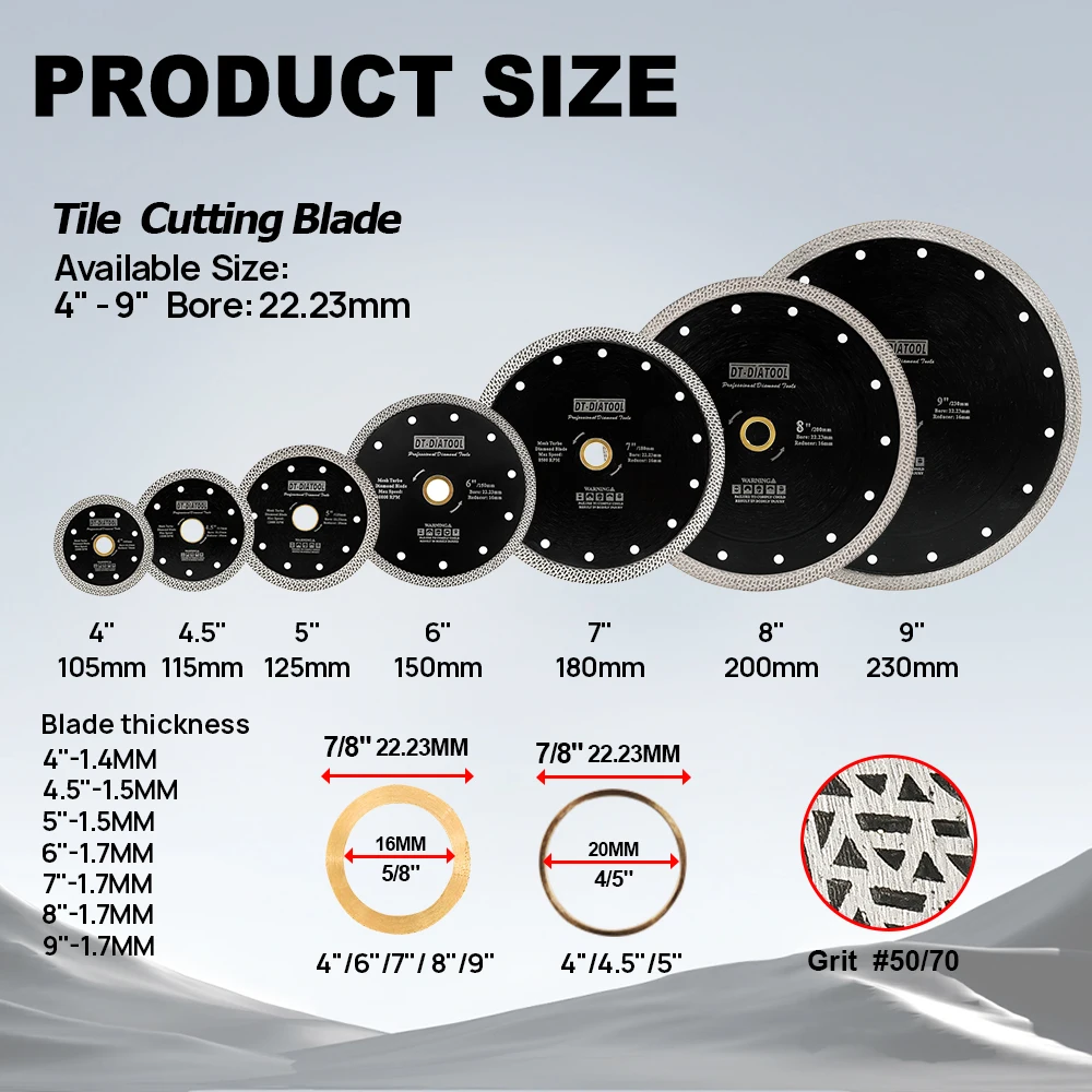 DIATOOL Turbo Diamond Saw Blade Segmented Mesh 105-125mm Cutting Disc for Granite MarbleTile Ceramic 1pc or 2pcs