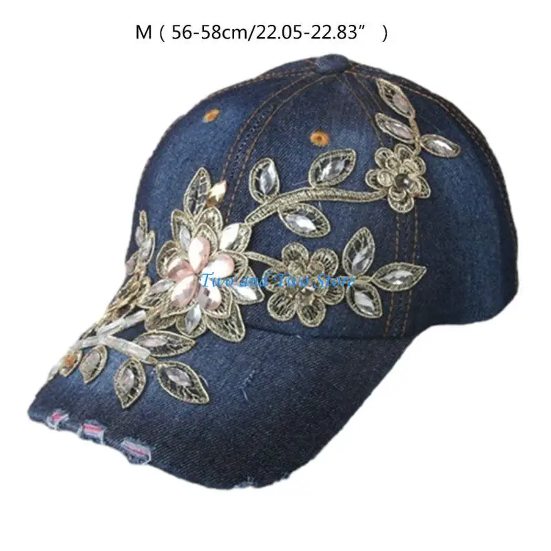 HX6F Baseball Cap for Women Lady Floral Embroidery Adjustable Curved Brim Breathable for Exercise Soccer Yoga Running