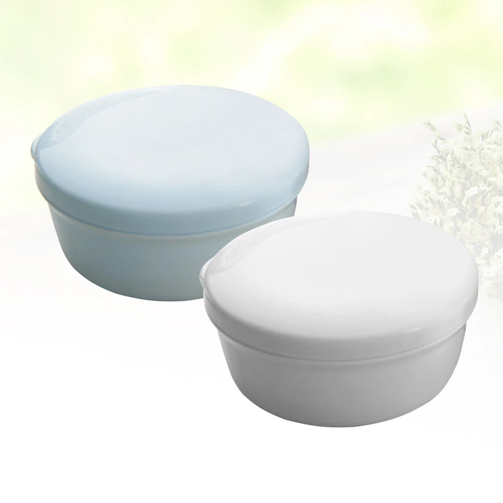 

2pcs Portable Boxes Round Plastic Soap Holder Drainage Plate Lightweight Easy Clean Non Metal For Bathroom Kitchen Home