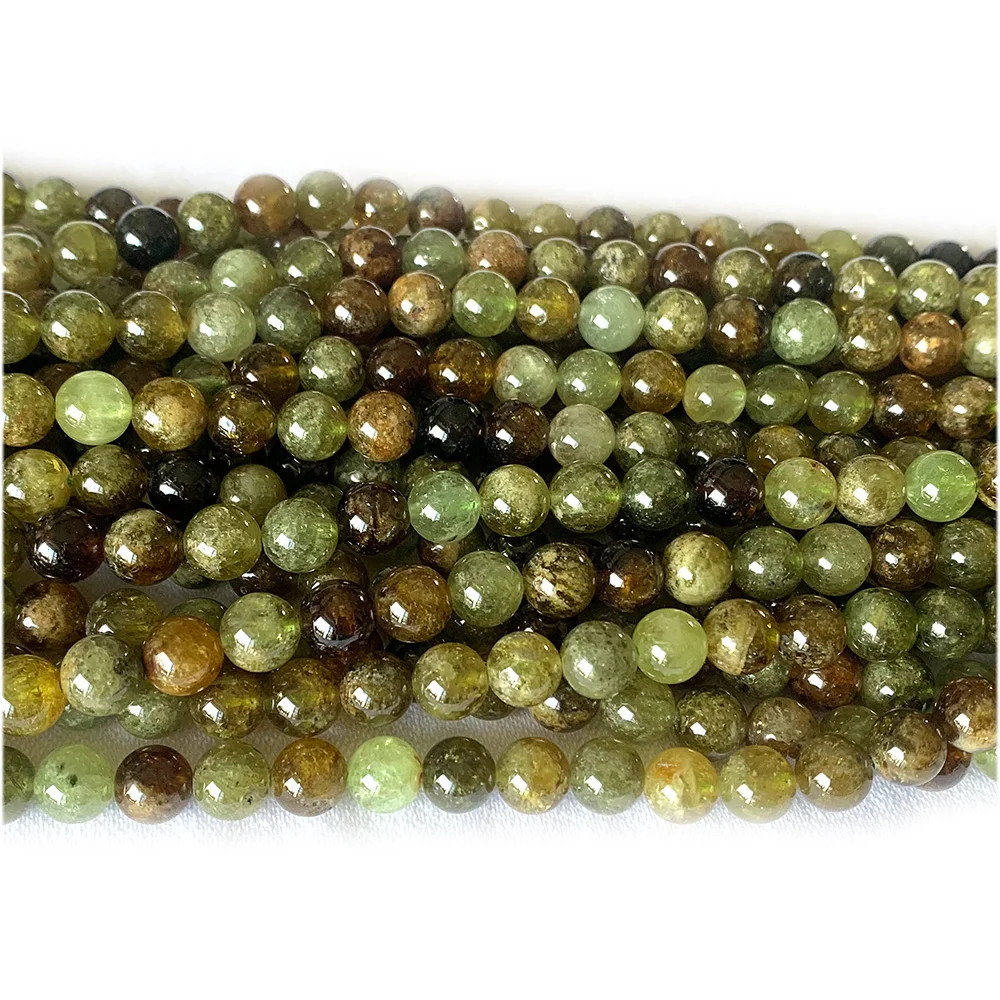 Natural Genuine Tsavorite Green Garnet Round Loose Stone Beads 6mm-10mm Fit Jewelry 15