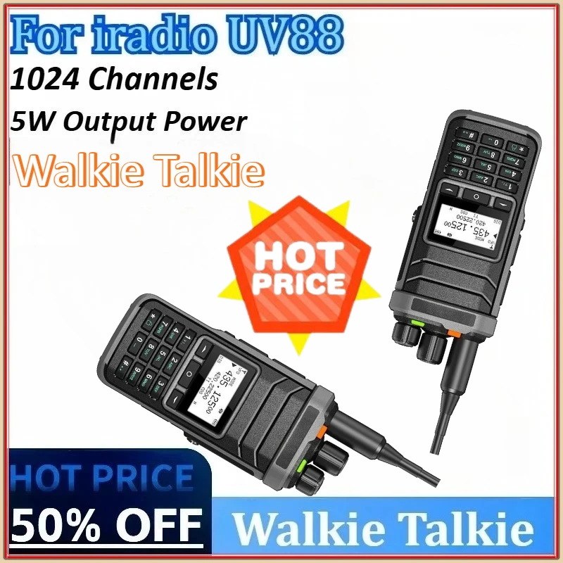 

New Walkie Talkie for iradio UV88 Multi Band Ham Radio HF UHF VHF Dual Band AM USB LSB CB LW MW CW SW SSB Recpt. 1024 Chans