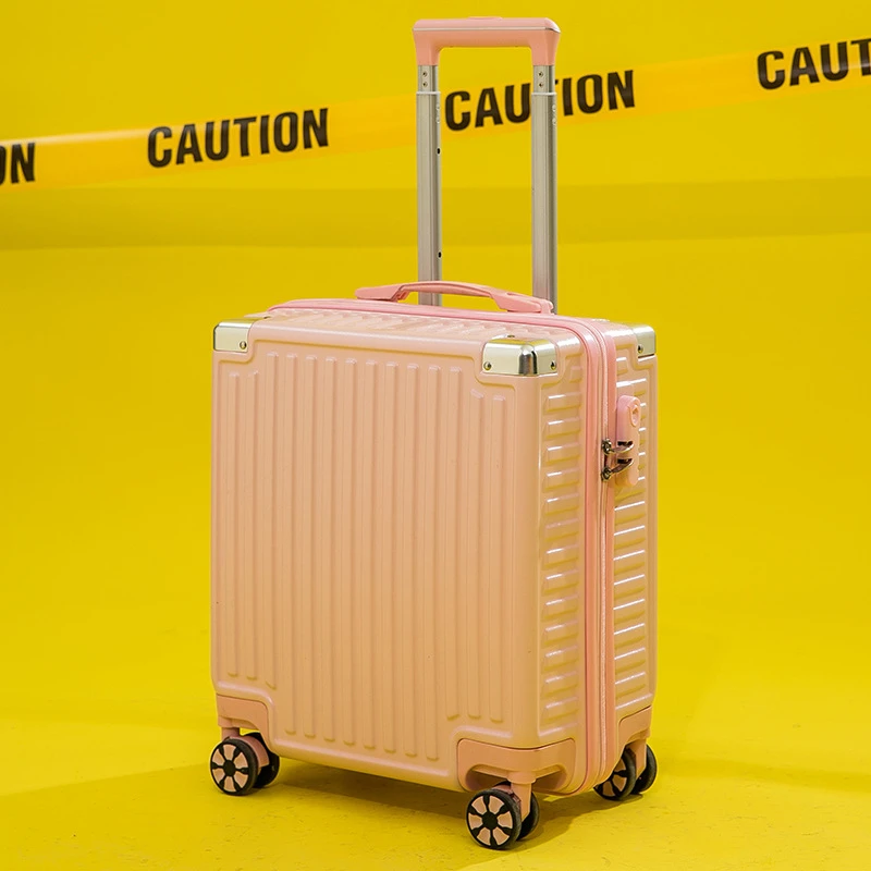 18 Inch Rollende Bagage Reiskoffer Aluminium Frame Trolley Case Boarding Koffer Mini Wachtwoord Box Koffer Mode Bagage