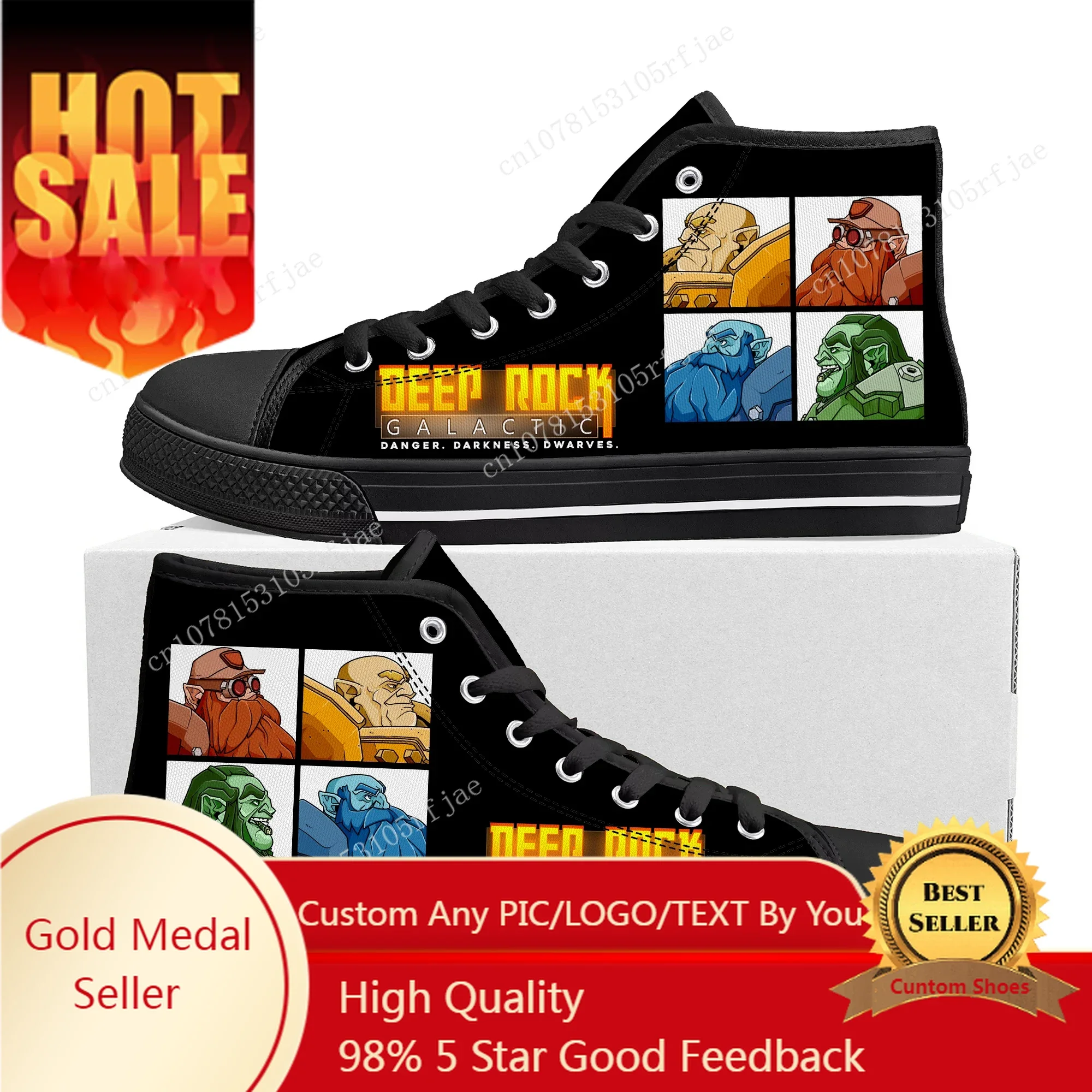 

Deep Rock Galactic High Top Sneakers Cartoon Game Mens Womens Teenager High Quality Canvas Sneaker Custom Built Couple Shoes