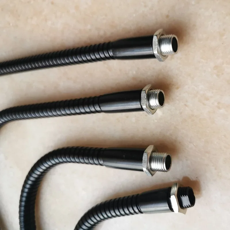 

2pcs/lot M10 Male Screw +female Thread Positioning Soft Light Metal Flexible Conduit Black Gooseneck Hose Serpentine Tube DIY