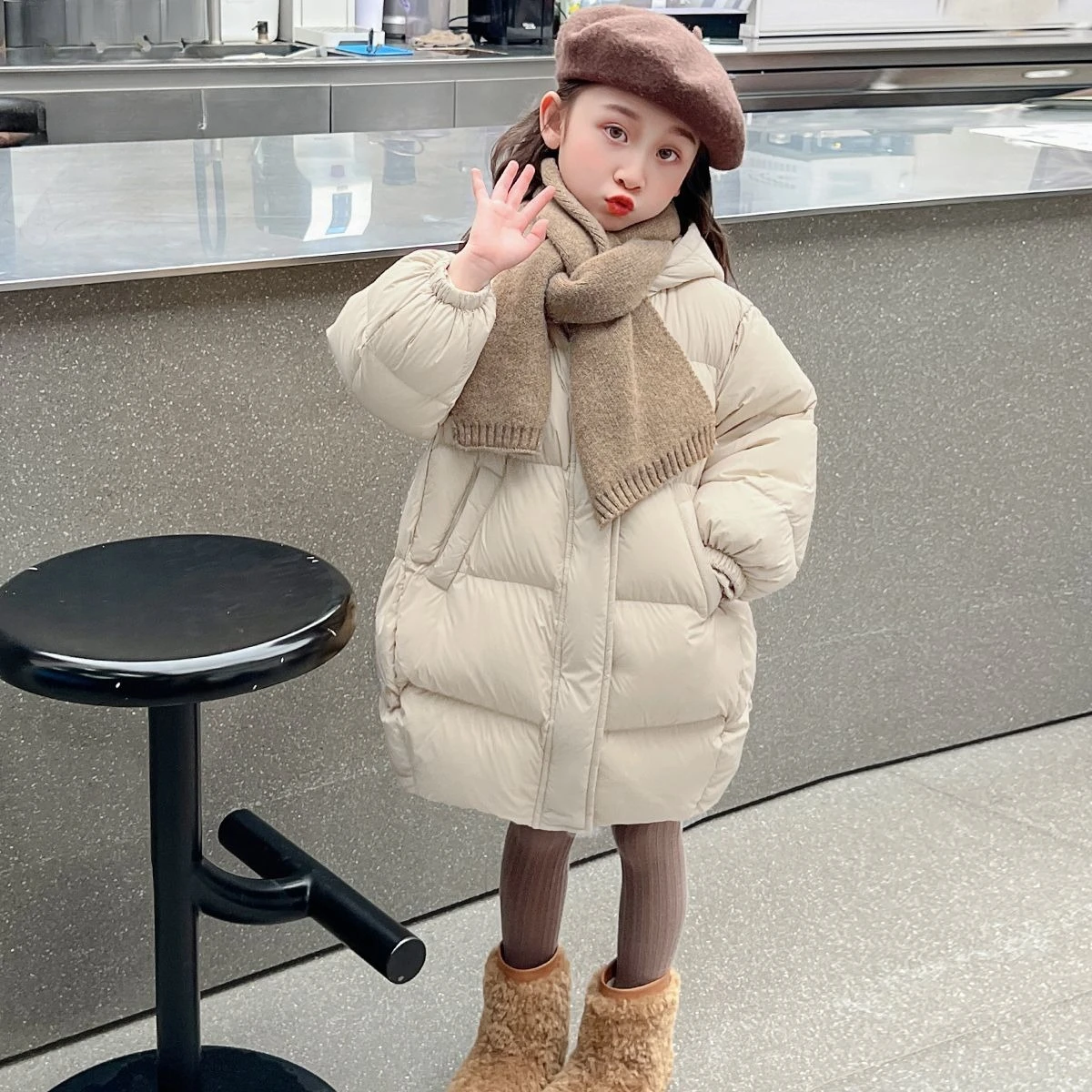 

Kids' Winter Thickened Stylish Down Jacket Cartoon Bear Warm Padded Coat Kids Winter Clothing Baby Thermal Insulated Outerwear