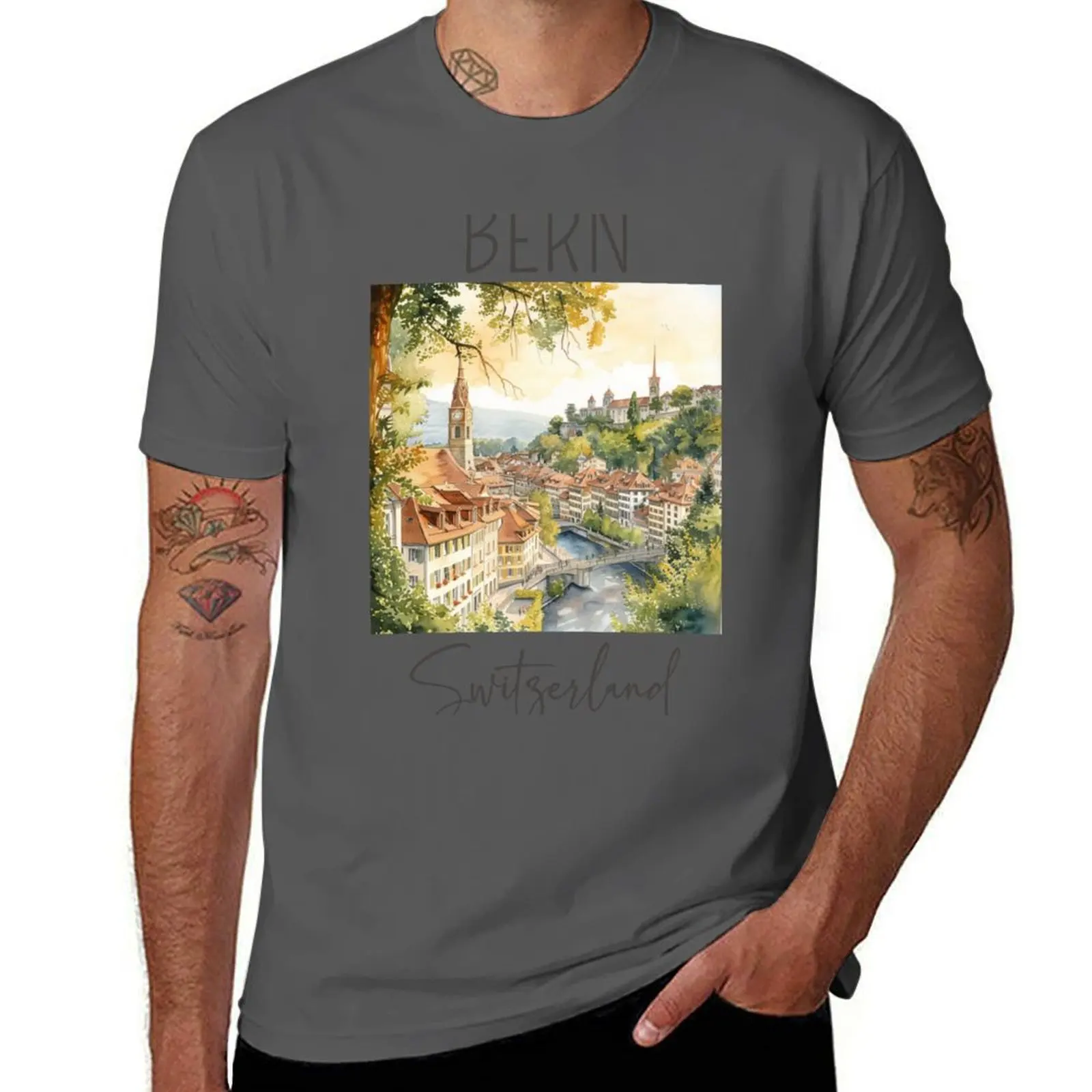 

Watercolor Design of Bern - Switzerland T-Shirt t shirts for man graphic tees printed t shirts for man T-Shirt