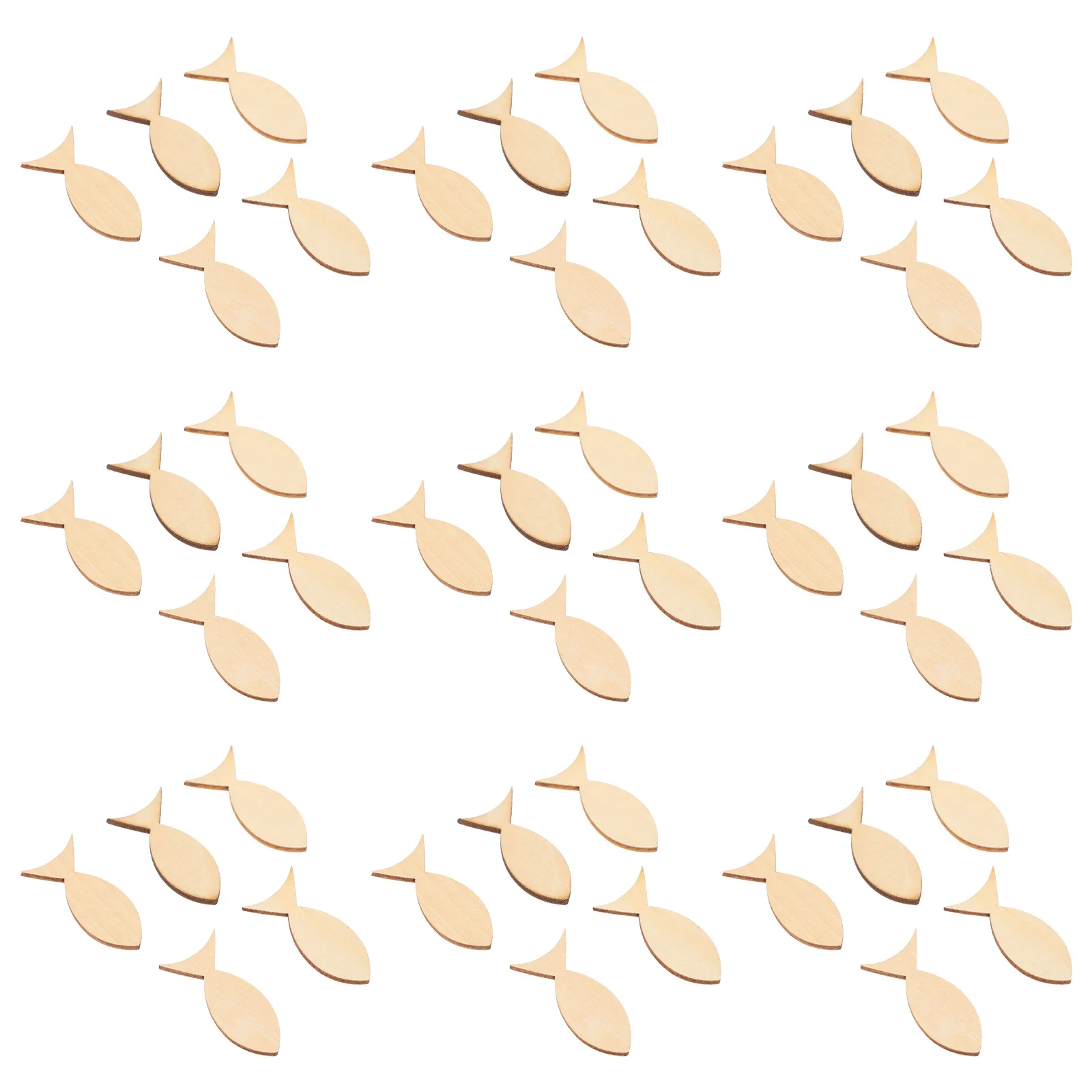 100 قطعة من رقائق خشبية على شكل سمكة غير مكتملة شرائح خشبية ذاتية الصنع للأطفال جرافيتي مصنوعة يدويًا رقائق خشبية غير مكتملة