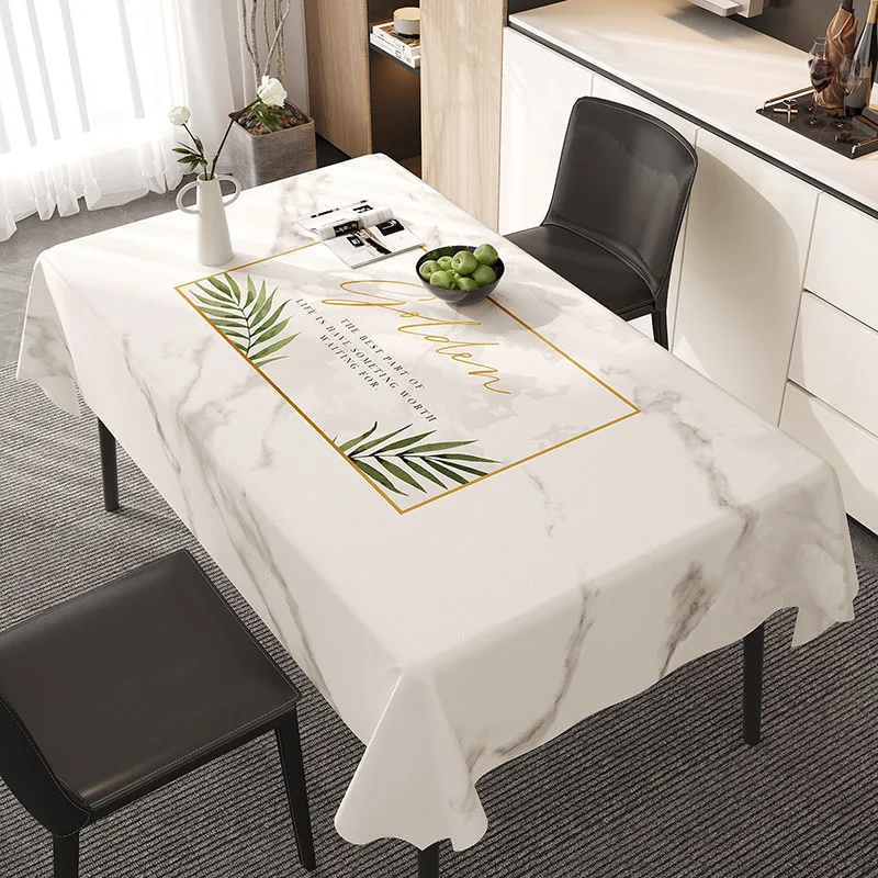 Nordic Pvc Marble Printed Tablecloth Modern Simple Waterproof Table Cover for Living Room Comfort Easy-Care Housing Decoration
