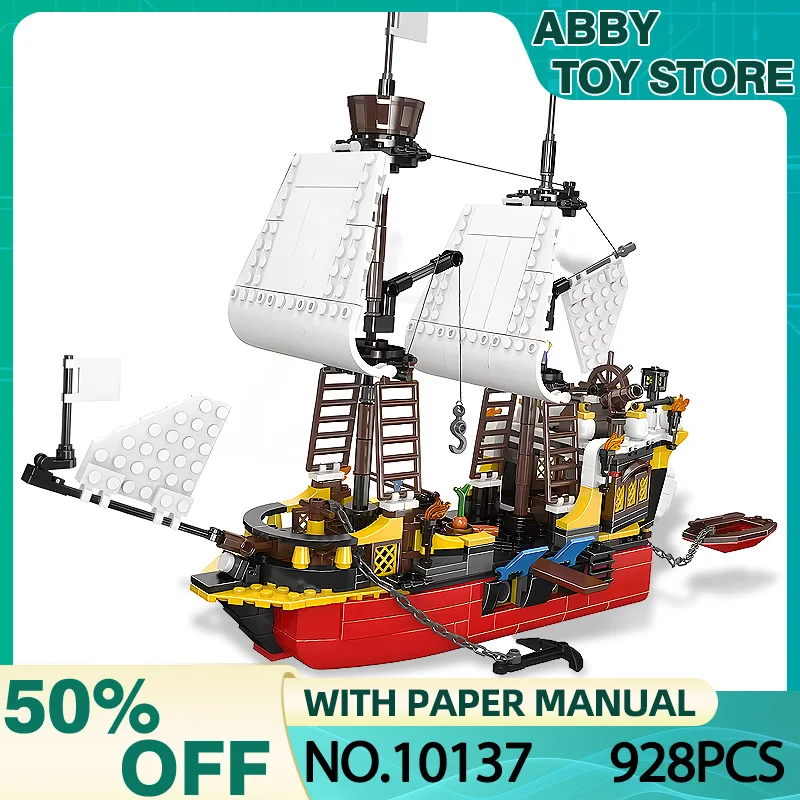 Mould King 10137 Black Pearl Ship RedBeard's Revenge Model Building Block Bricks Puzzle Assembly Toy For Boy Kids Christmas Gift