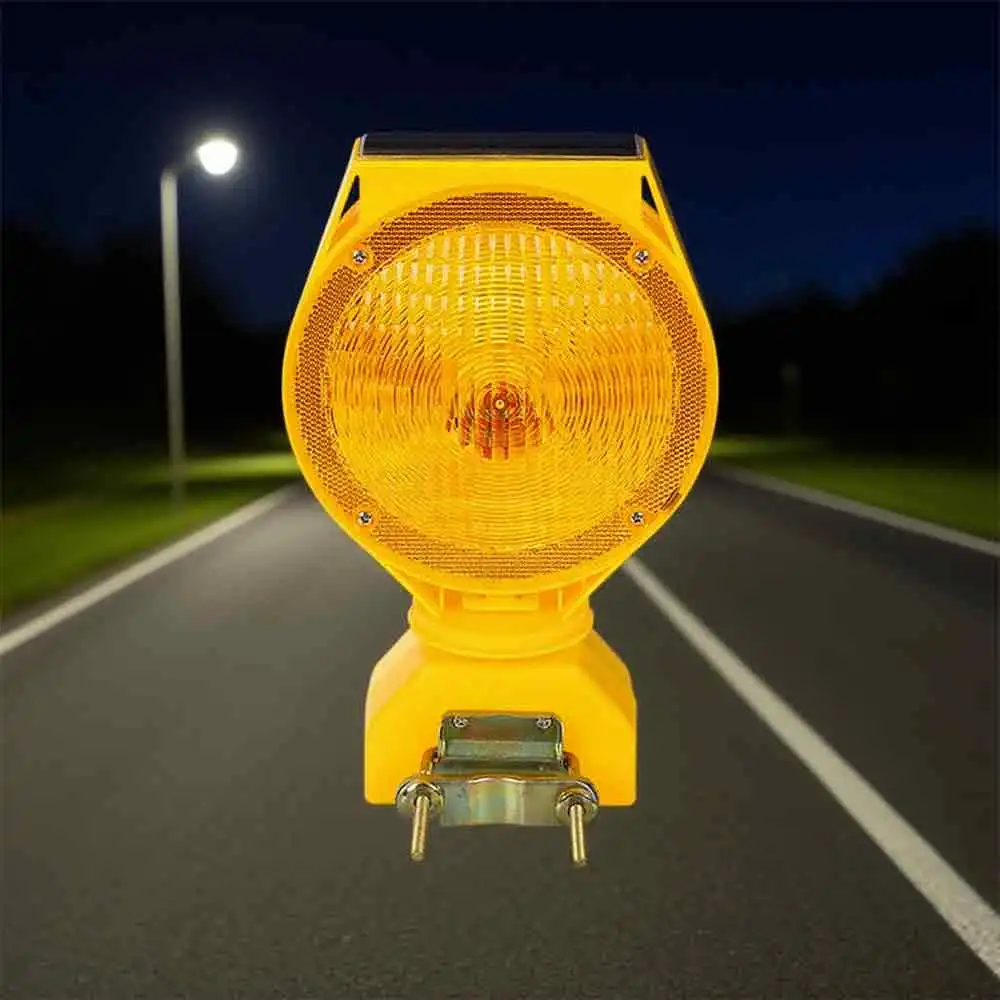 

Solar-Powered Flashing LED Barricade Light: 2-Sided Visibility, Photocell Auto-On/Off, UV-Coated Polycarbonate | Durable, Weathe