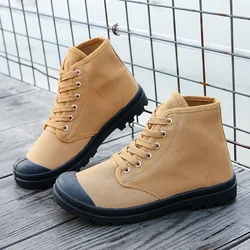 Canvas Boots for Men Safty Work Shoes fashion Training Man Boots Wear-Resistant Non-Slip Casual Sneakers Lace Up Casual Shoes