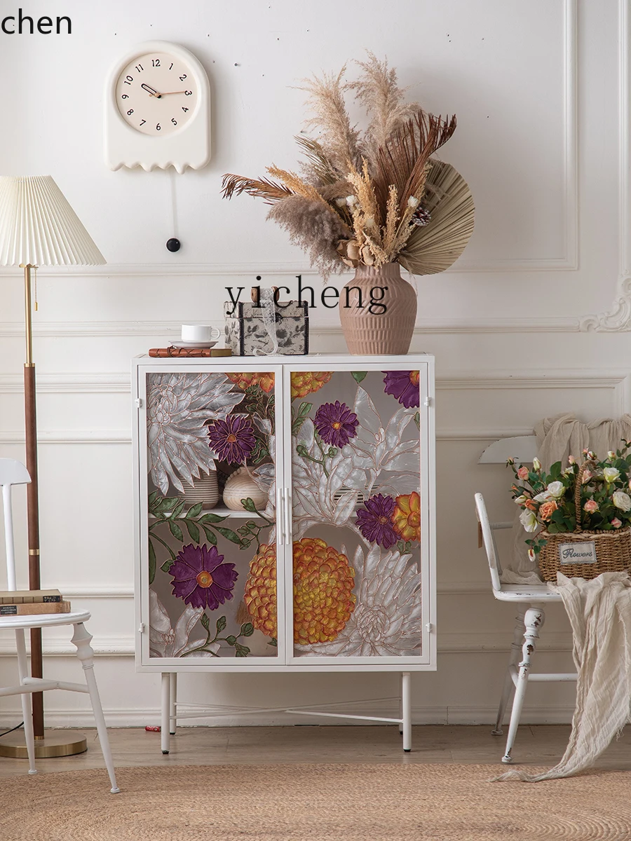 ZML dining side cabinet American high-end sense retro solid wood entrance cabinet storage cabinet