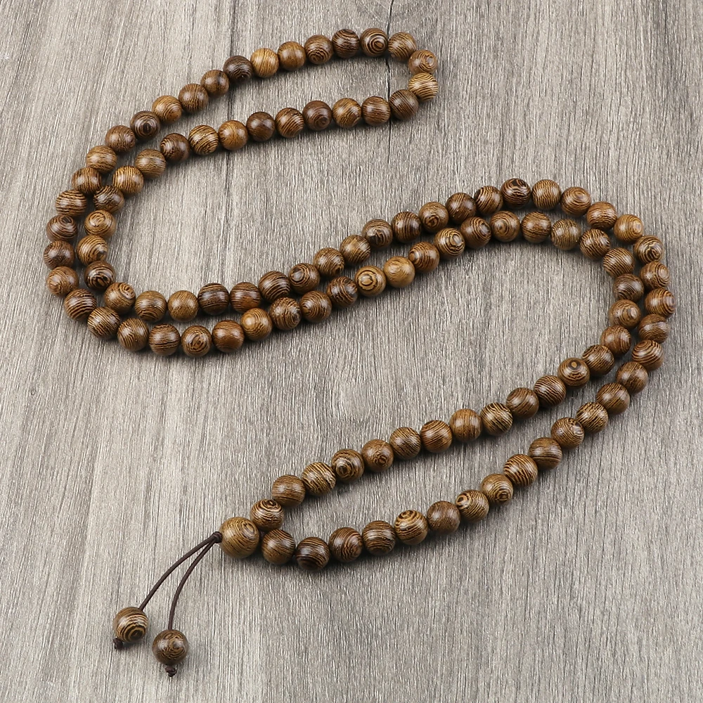 6 8 10mm Original Wooden Beads Wrap Bracelets Vintage 108 Mala Bead Buddhist Prayer Necklace Women Men Meditation Jewelry Gifts