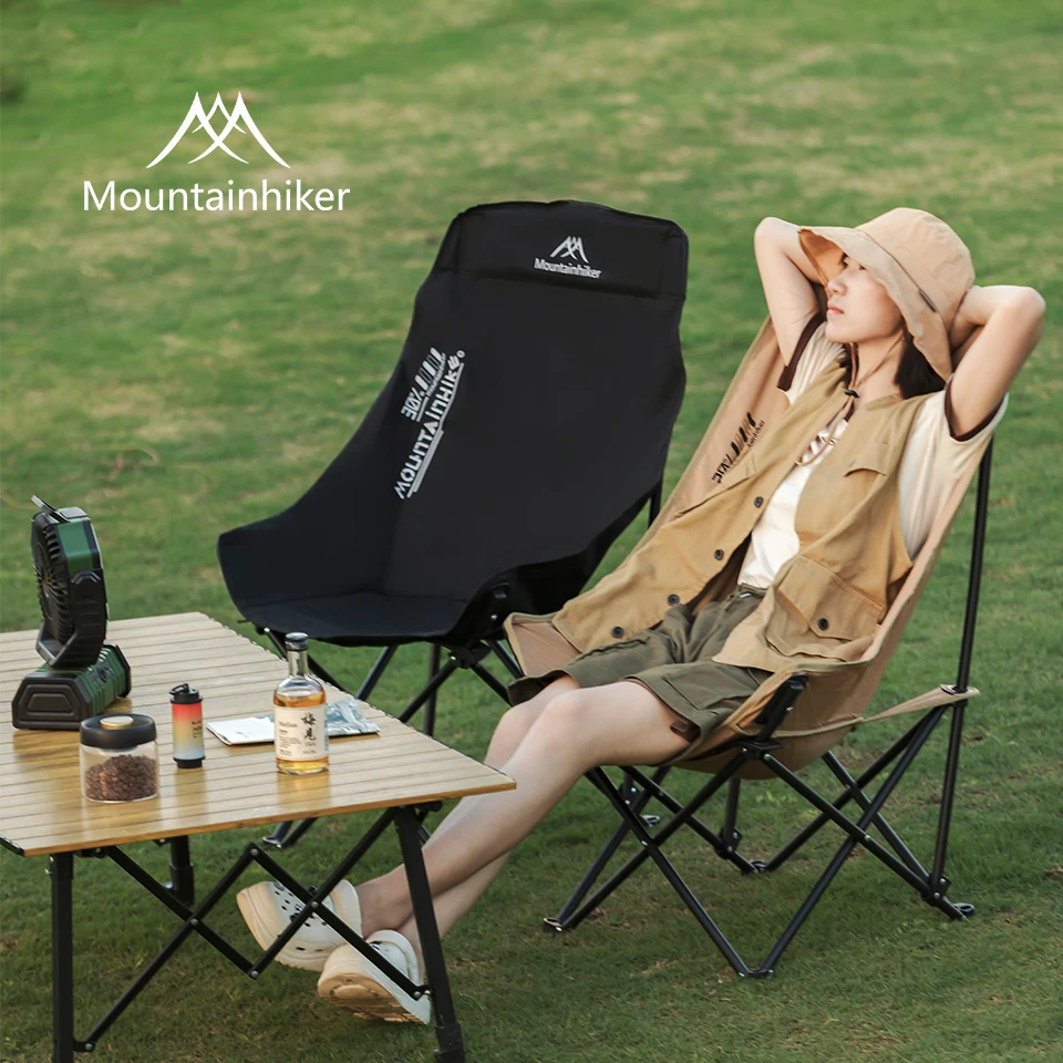 

Outdoor Camping High-Back Moon Chair Mountainhiker Steel Frame Portable Breathable Oxford Fabric Folding Chair With Headrest