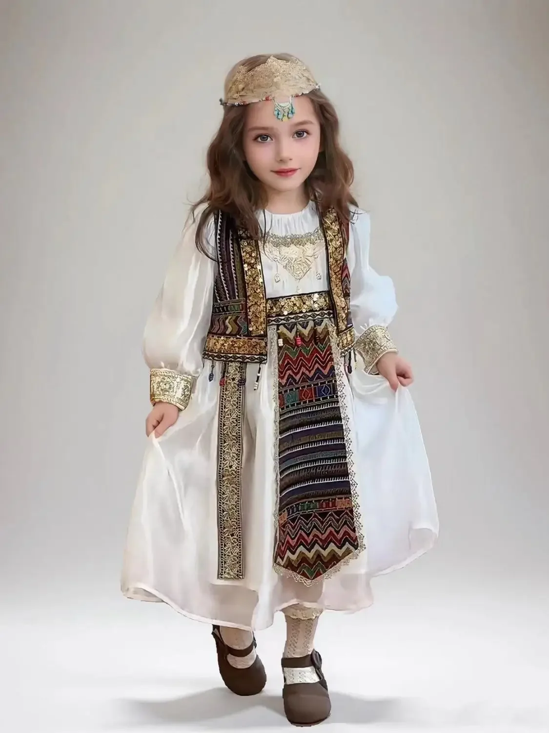 Eid Summer Autumn Toddlers Girls Lace Princess Dresses Korean Style Embroidery Kids Suspenders Dress Children Embroidery Clothes