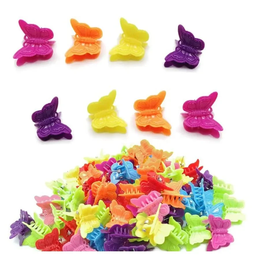 

50 Pack Butterfly Hair Clips Pastel Mini Cute Accessories For 90S Girls Women, Matte Colors Assorted Color, Beautiful And Rando