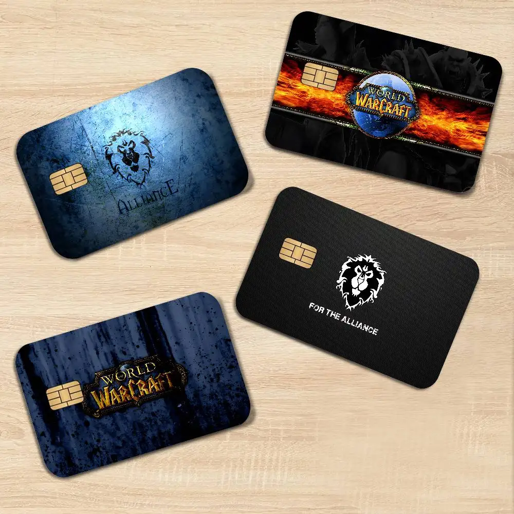 W-World of Warcraft Gaming Game Film Cover Sticker Case for Small Chip Credit Debit Card Front Side