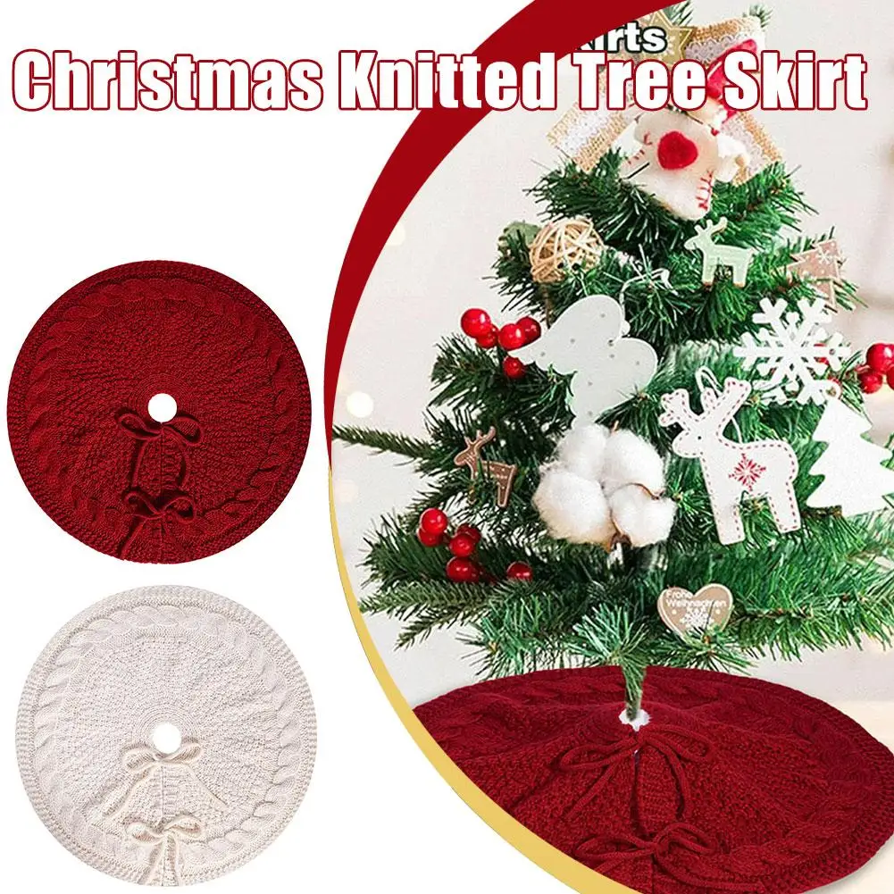 Christmas Tree Skirt Knitted Tree Skirt Chunky Cable Home Decorations Party Knit Decorations Christmas Christmas Tree Apron S2N1