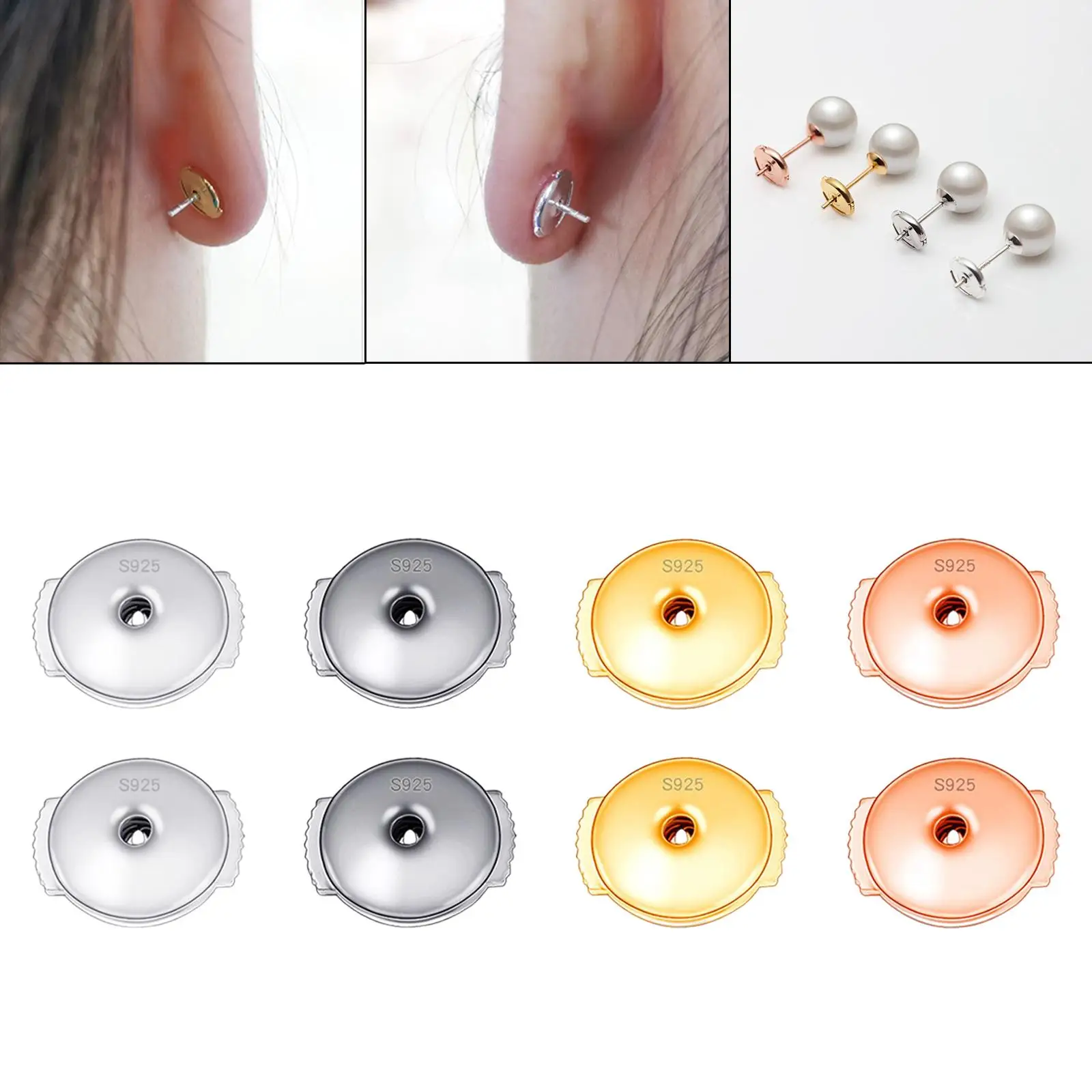 Pair of Earring Backs Stoppers Jewelry Findings Replacements Secure Locking Earring Backs for Women Girls DIY Earring Lovers