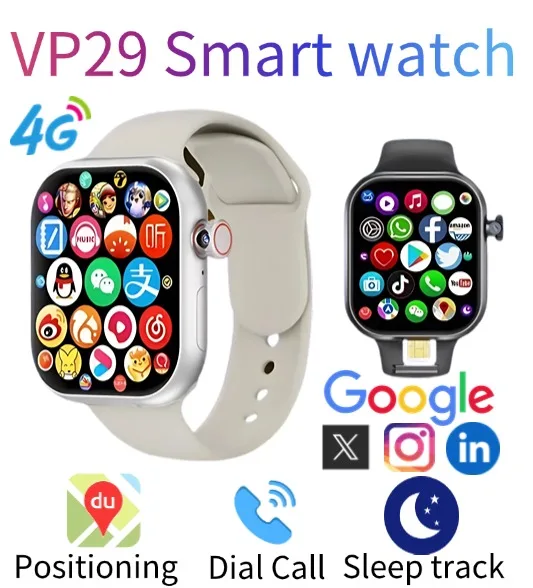 ساعة ذكية VP29 مبتكرة 4G شبكة كاملة أندرويد 2.29 بوصة كاميرا دوارة بطاقة SIM GPS WIFI NFC دعم Google الصحي