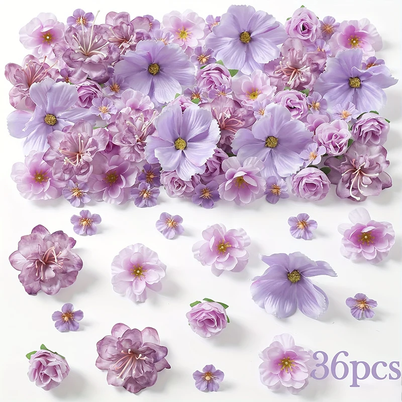36Pcs 4cm Silk Rose Artificial Daisies Flower Heads for Craft Wreath Wedding Decor DIY Table Home Room Decor Fake Flowers