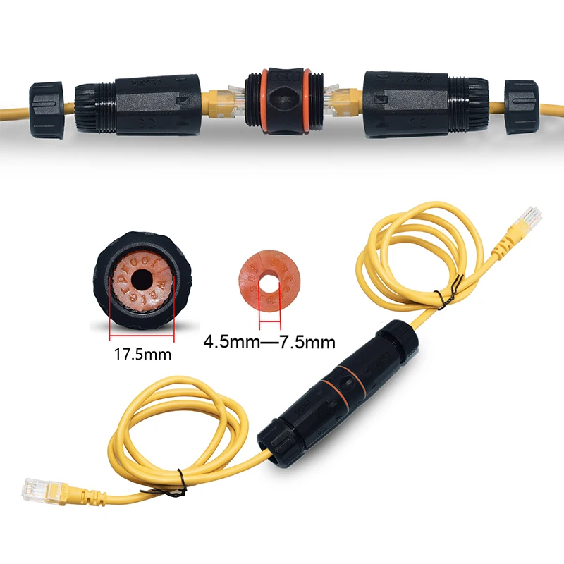 Shield RJ45 Connector Female To Female Outdoor IP68 Waterproof Port Network LAN Splitter Transfer Head Adapter Coupler CAT5 CAT6
