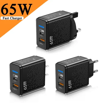 65W GaN şarj cep telefonu şarj adaptörü USB tip C taşınabilir şarj Samsung IPhone Xiaomi ab abd İngiltere şartname fişler