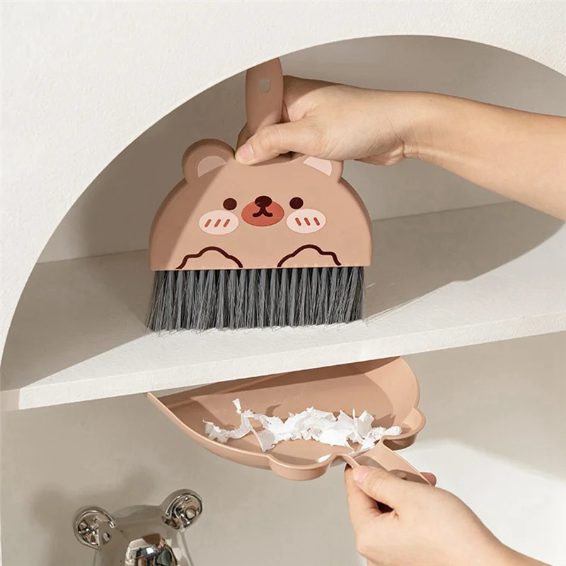 B24C-Mini Broom Dustpan Kids Cute Cartoon Small Cleaning Set Pretend Play  Toddler Little Housekeeping Helper Set