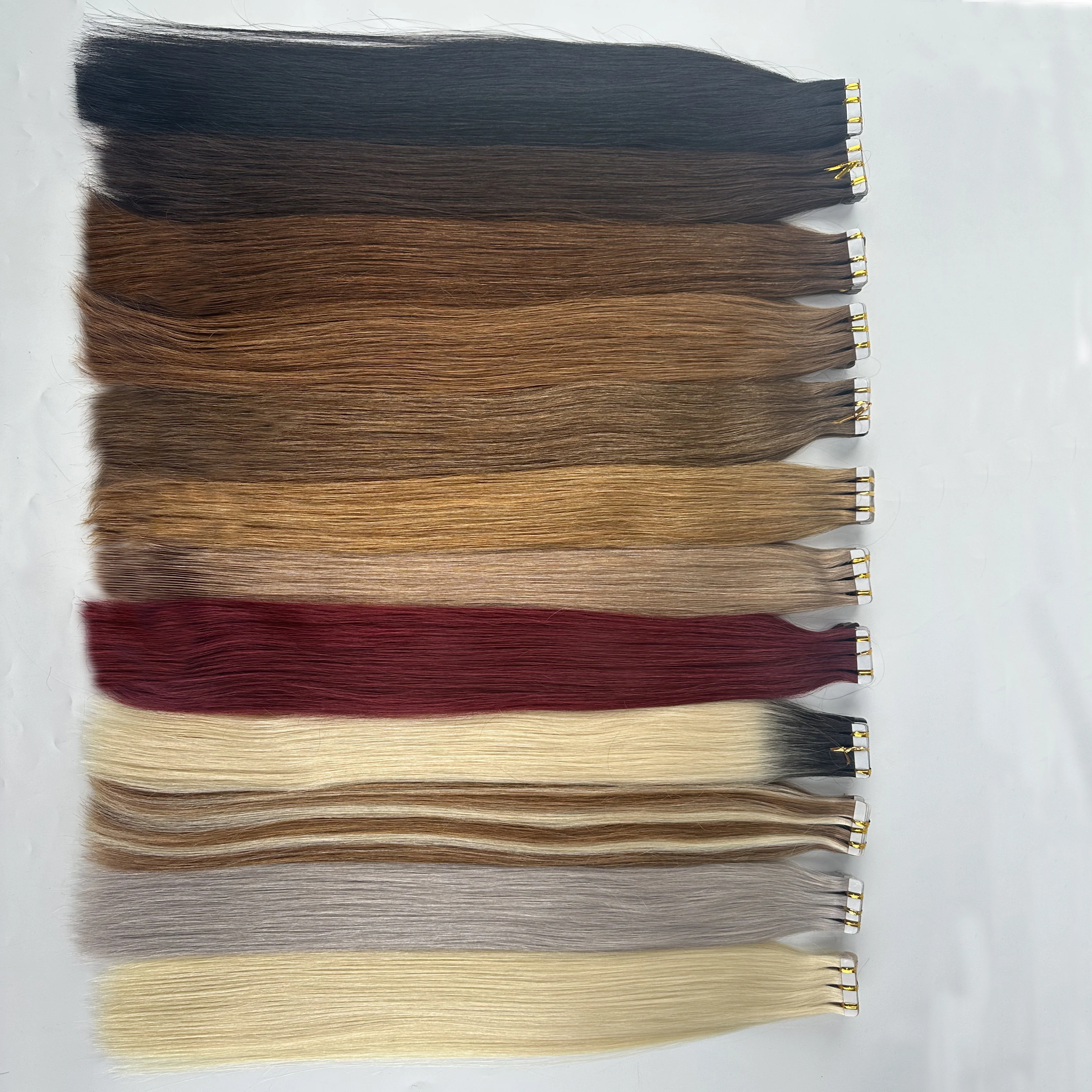 Лента Shinehair из 100% настоящих человеческих волос Remy, человеческие волосы, натуральные волосы, клейкий клей для утка кожи, прямые бесшовные волосы