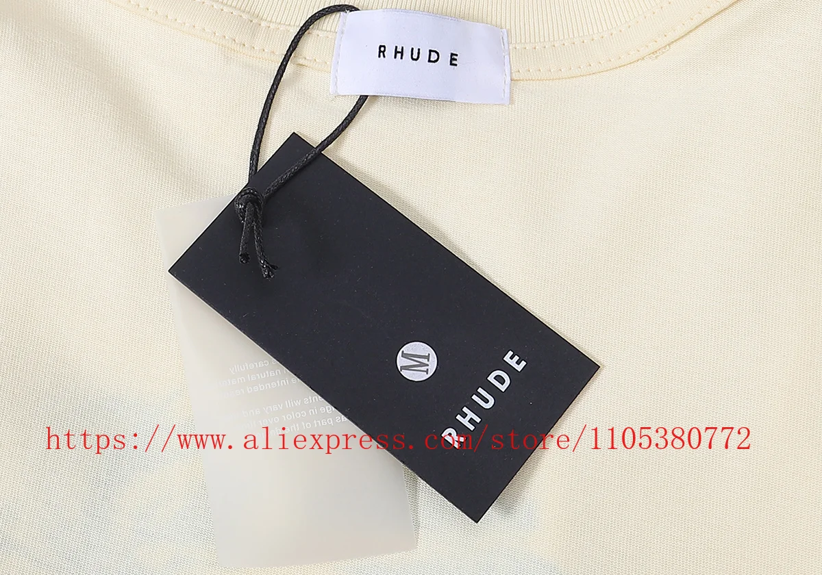 New 90s Vintage RHUDE Inspired Casual T-Shirt Cigarette Badge Print Streetwear Top Tee T Shirt