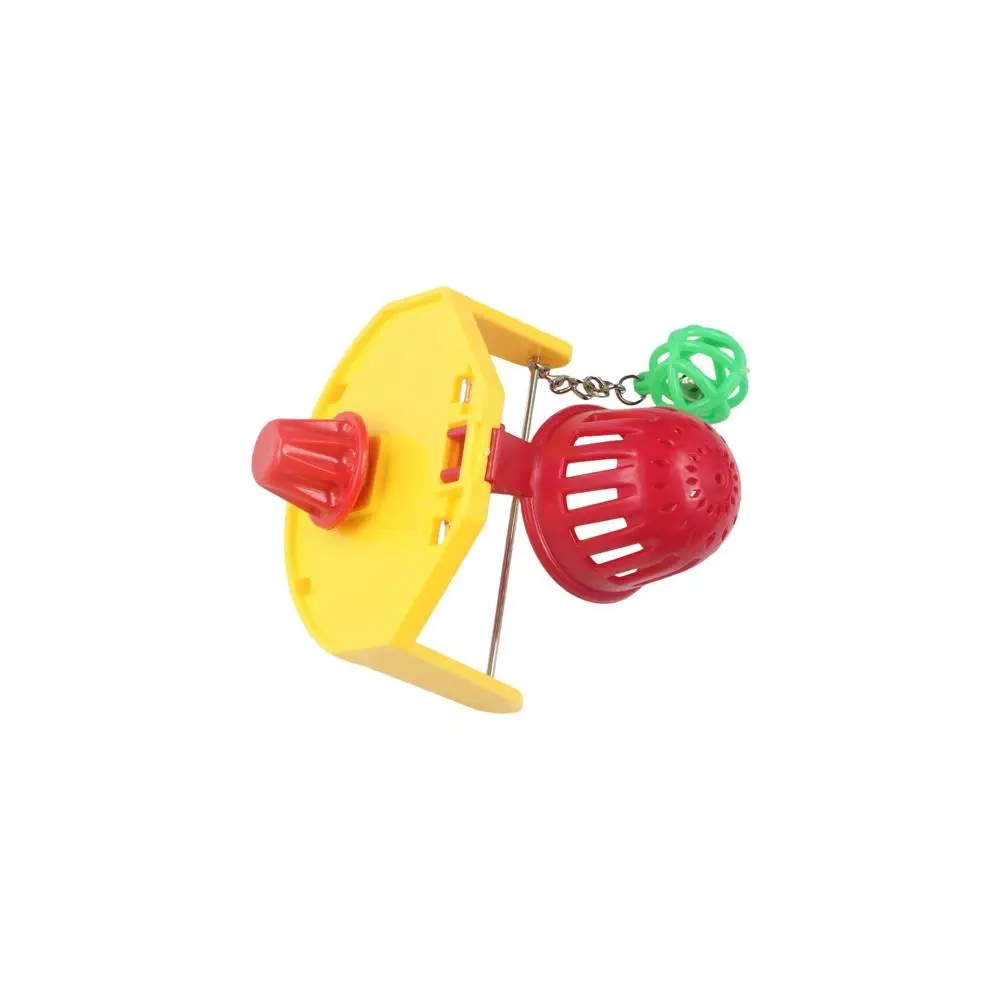 Random Color Parrot Bell Toy with Mirror Hanging Plastic Bird Cage Mirror with Bell Removable Parrot Basketball Toy Hummingbirds