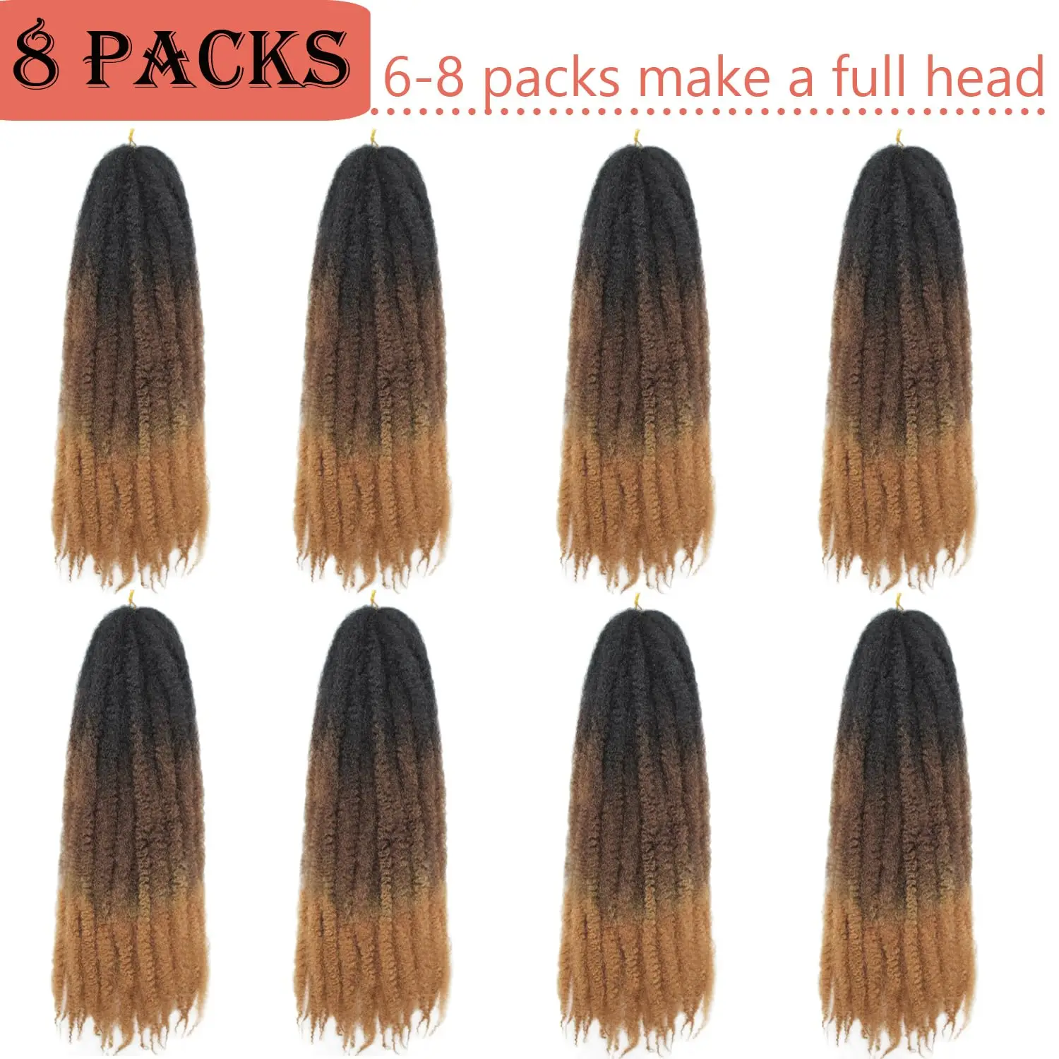 18인치 말리 트위스트 브레이딩 헤어 8팩 말리 헤어 크로셰 브레이드 옴브레 스프링 시 합성 아프로 킨키 트위스트 크로셰 헤어