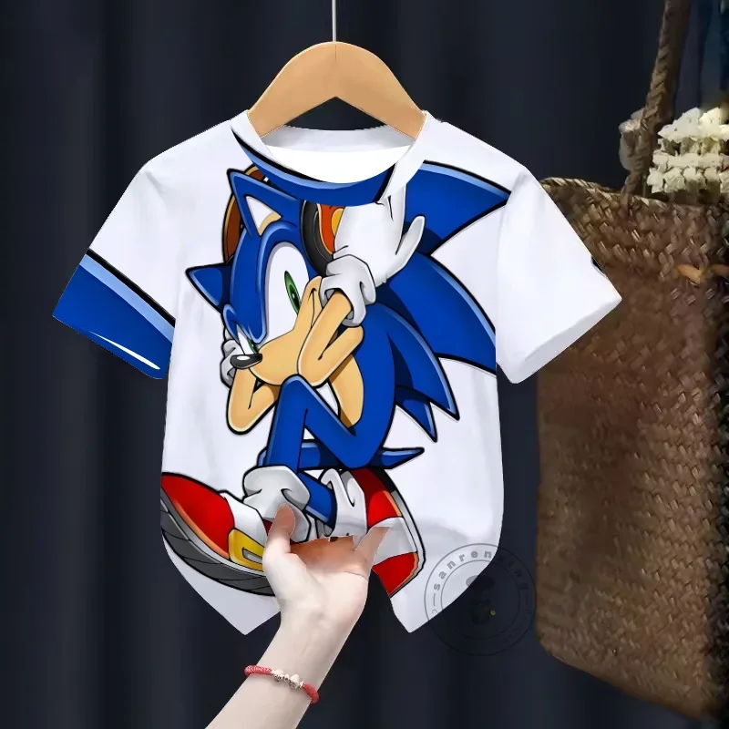 

Cute Sonices The Hedgehog Graphic Tee Summer Trendy T-Shirt Boys Girls Kids 3D Print Short Sleeve Top Comfortable