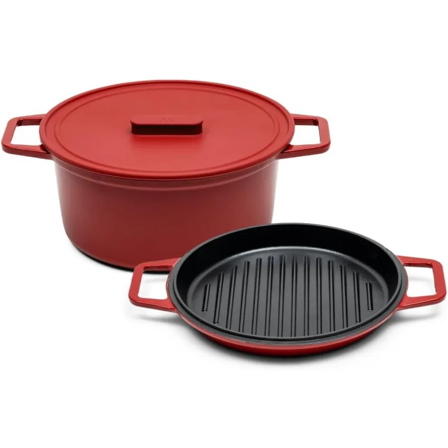 

5.5 QT Enameled Cast Iron Dutch Oven with ChipResistant Enamel Coating for Superior Durability Thick Iron Core Ensures Excellen