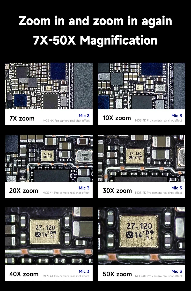 MECHANIC Mic3-B11 Trinocular Stereo Microscope WF10X/25MM Eyepiece 7-50X Continuous Zoom for Phone PCB Welding Microscope Tool