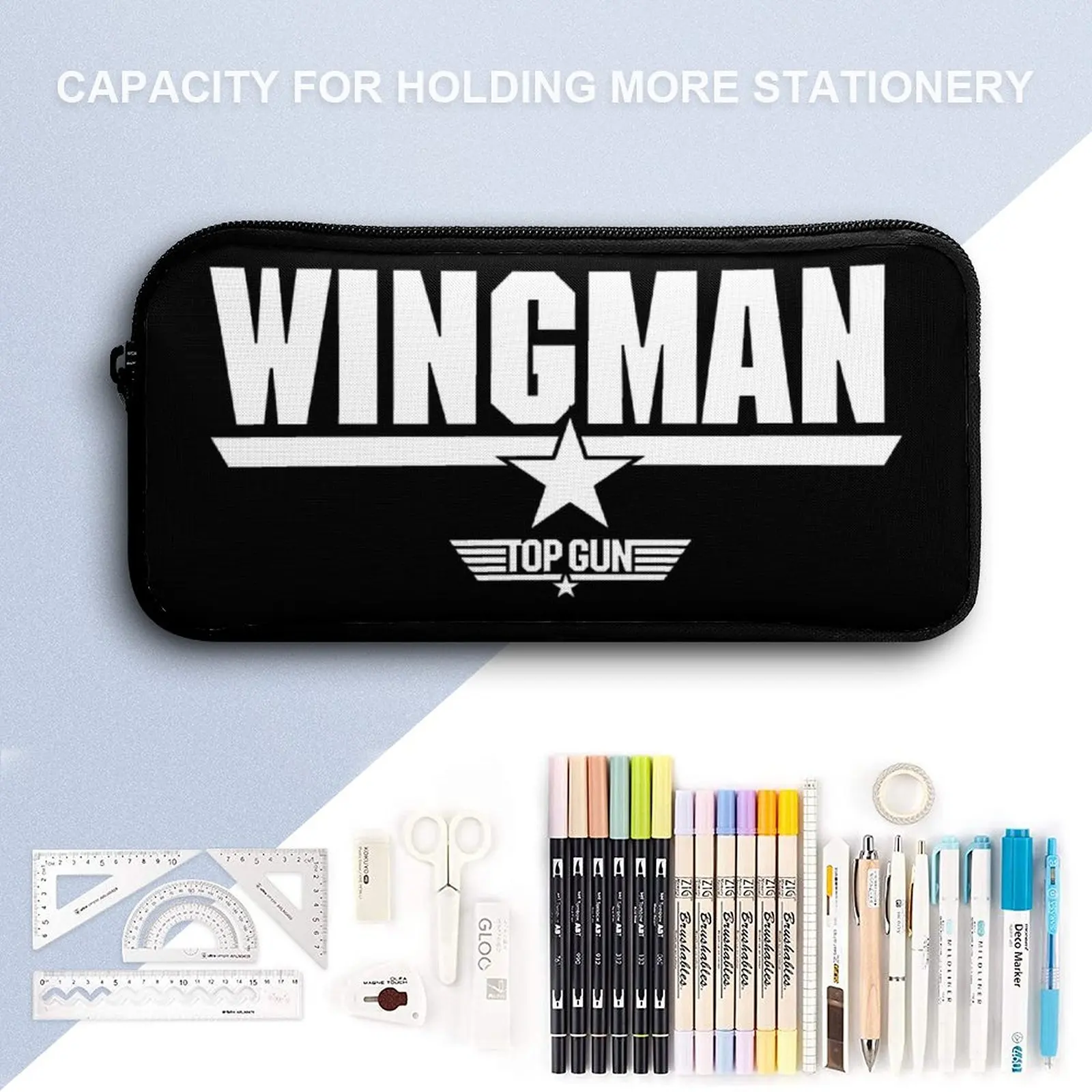 Top Gun Wingman Center Star Logo Classic Secure Comfortable Lunch Tote 3 in 1 Set 17 Inch Backpack Lunch Bag Pen Bag Sports Acti