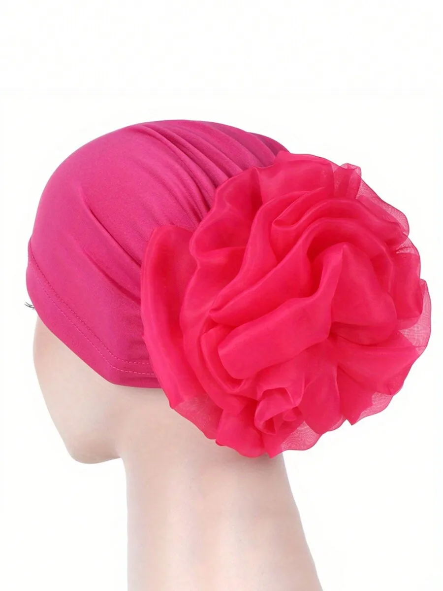 

Women Solid Color Big Flower Headband Hat Milk Silk Fabric Lightweight Breathable Fashion Accessory For Beach Summer