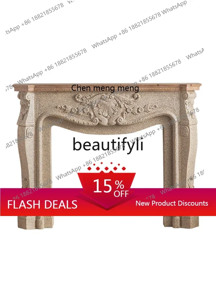 

French retro solid wood fireplace American marble porch cabinet French living room decorative cabinet