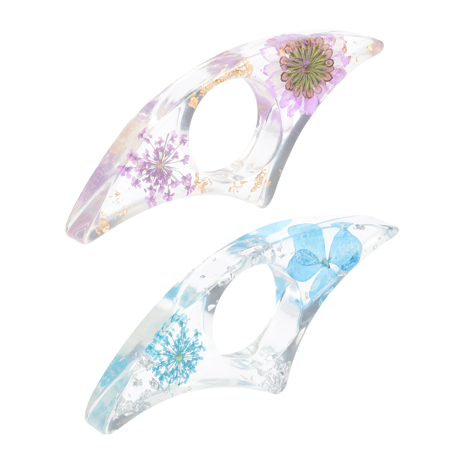 

2pcs Book Page Holder Reading Accessories Flower Page Spreader Thumb Ring Bookmark Transparent Resin Material Practical Reading