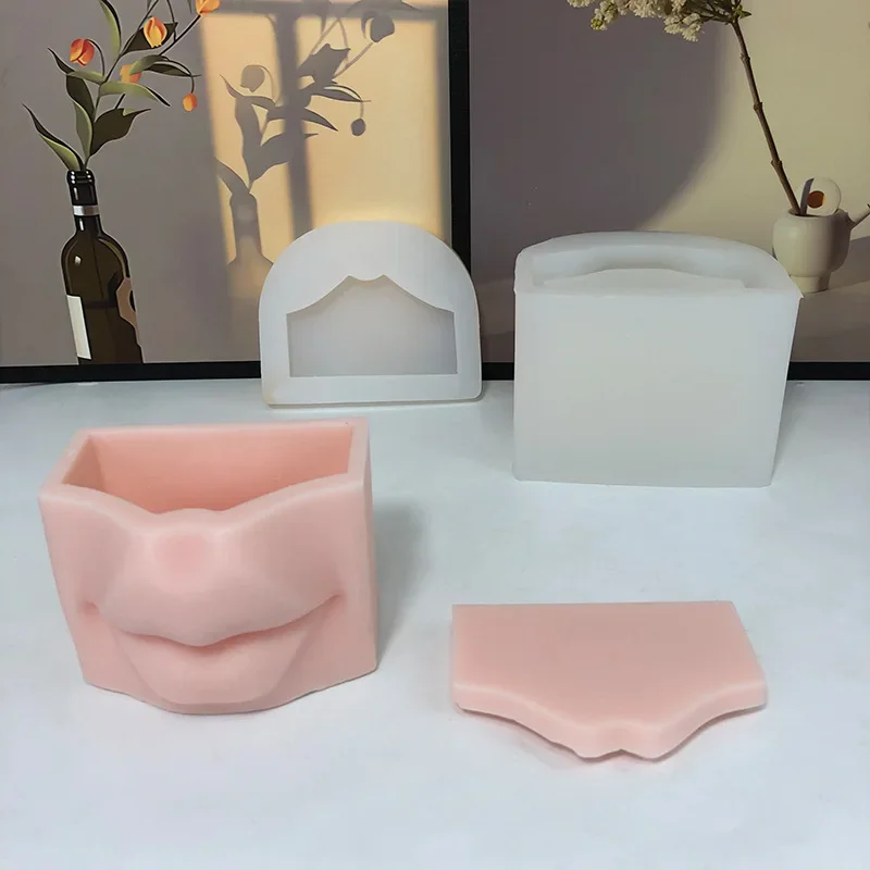 Lip Planter Silicone Mould Abstract Design Aroma Candle Jar Making Concrete Mold DIY Home Aesthetics Epoxy Forms Succulent Plant