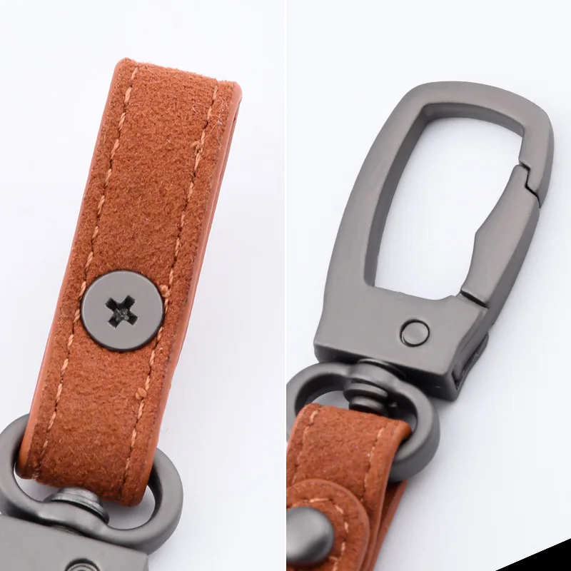 Fashion Handmade Keychain Genuine Leather Keyring DIY Car Keychain Key Holder Keys Organizer Charm Keychain Accessories