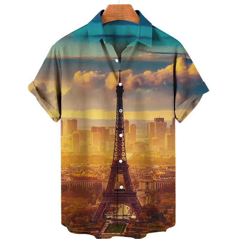 Chemises imprimées 3D du patrimoine mondial Harajuku pour hommes et enfants, chemises courtes cool, streetwear vintage, chemise à revers, vêtements à la mode, nouveau