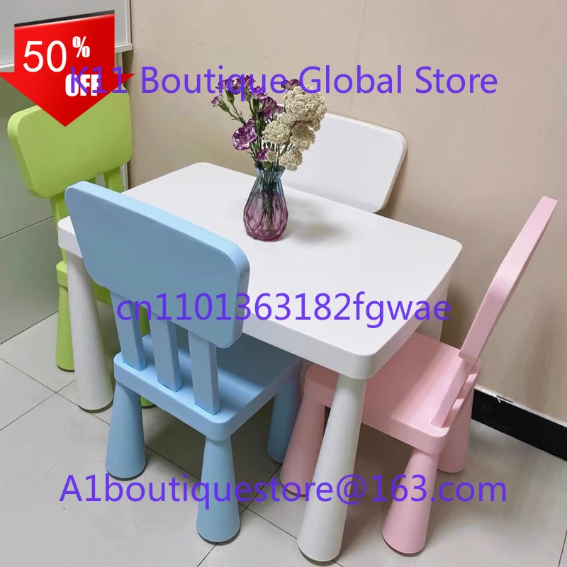 طقم طاولة وكرسي للأطفال لرياض الأطفال، مكتب تعلم الطفل، طاولة وكرسي بلاستيكي مربع سميك ومتعدد الوظائف