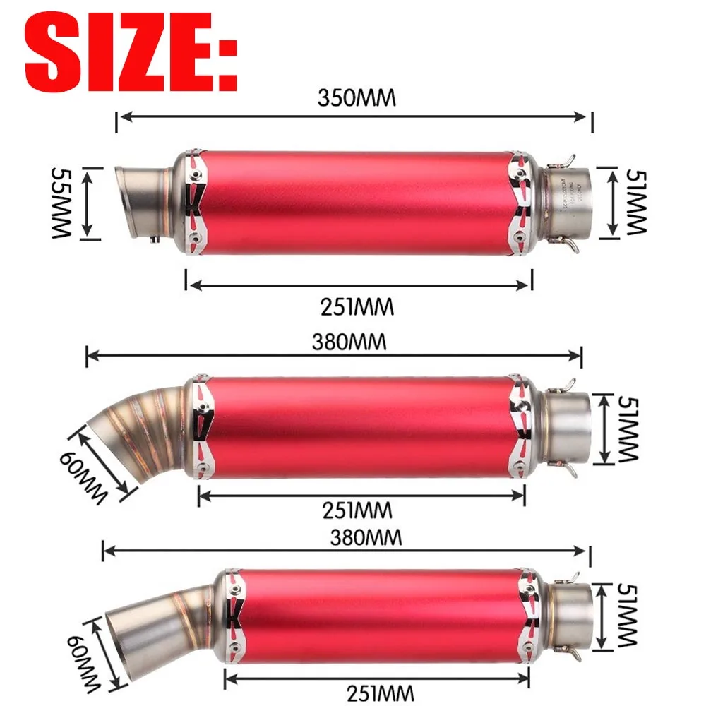 Universal 51mm Modified Motorcycle Exhaust Pipe Suitable for GSXR600 750 R1 R3 R6 ZX10R Ninja300 400 Z800 900 CBR300 600 FZ1