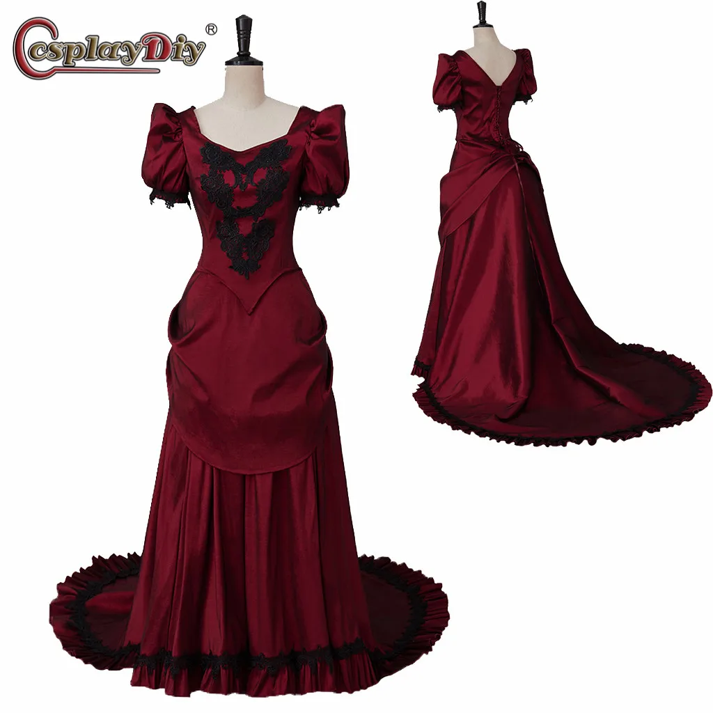 

Cosplaydiy Victorian Vintage dress Bustle evening dress Gothic steampunk ball gown 1860S civil war southern belle dress Costume