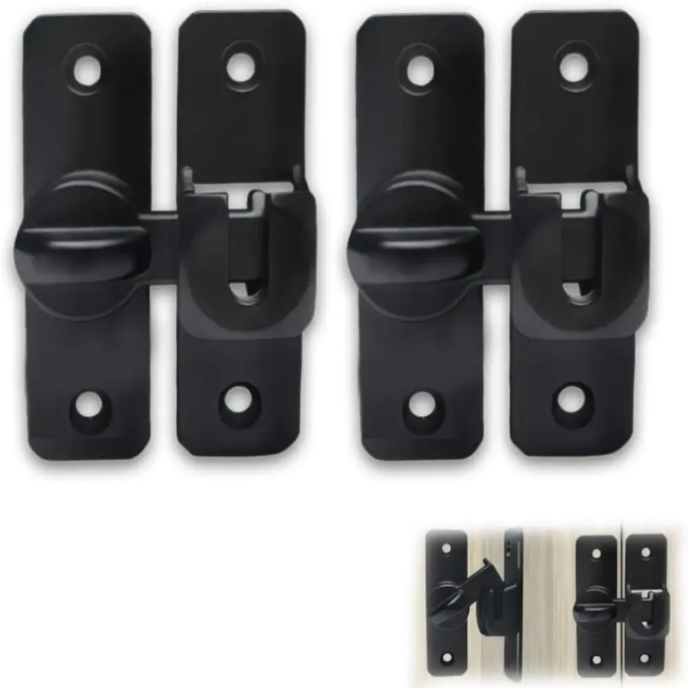 

Aluminum Alloy Non Perforated Anti-theft Door Buckles Hardware Anti-theft Flip Latch Lock 90 Degree Mounted Sliding Door